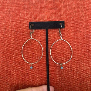 Simple gold and turquoise drop hoop earrings